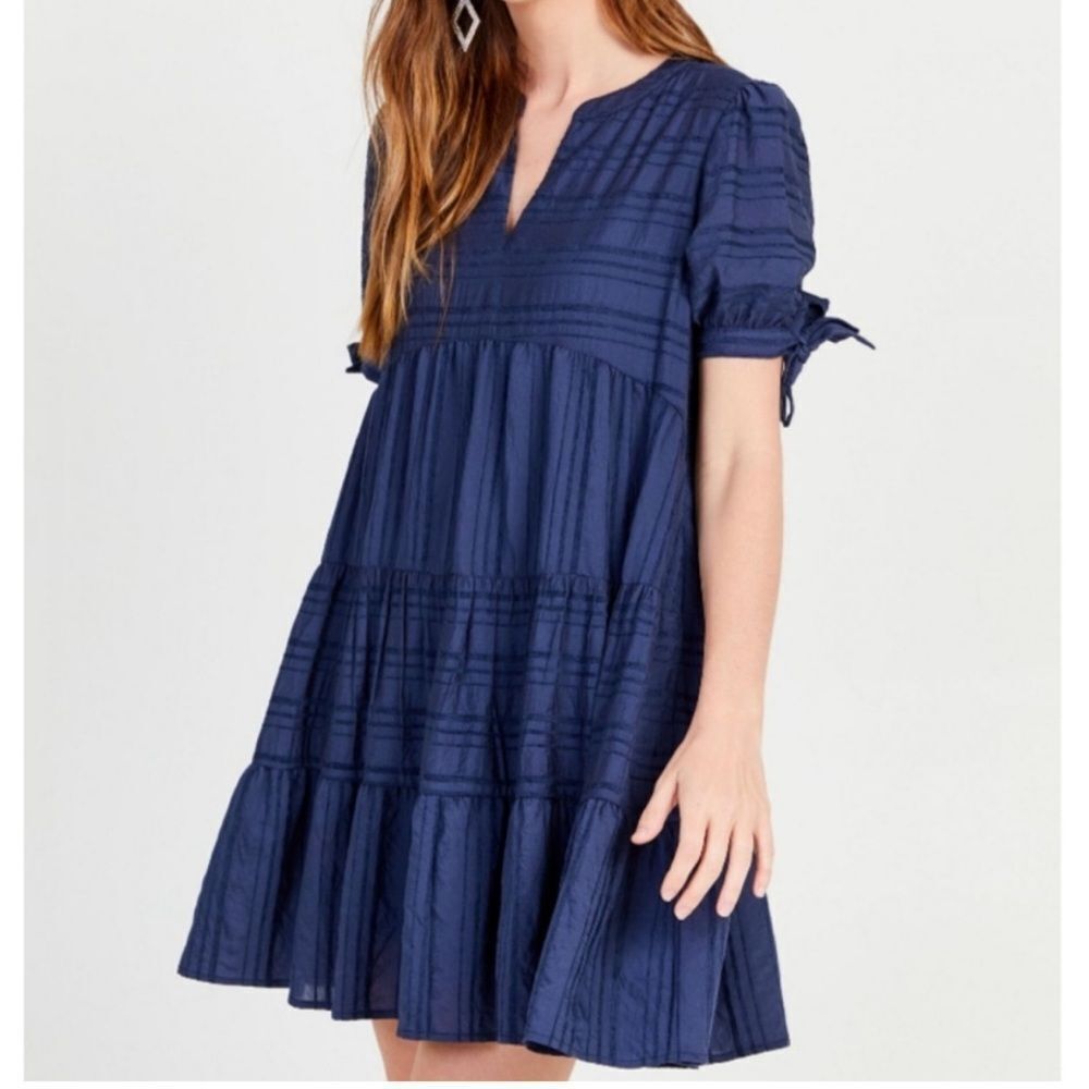 Brand new with Tags Altar’d State Dark Blue Tie Sleeve Baby Doll Dress Small‎